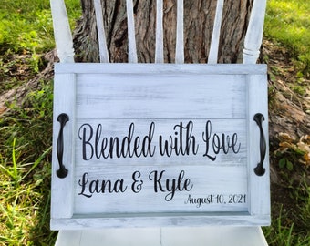 Wood Tray with Handles Personalized Wedding Gift, Perfect Ottoman Tray, Bed Tray or Charcuterie Tray - 16" x 12"