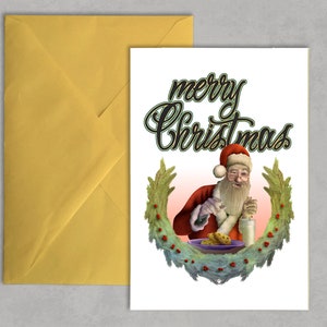 Digital Printable Holiday Merry Christmas Santa Greeting Card | Instant download and print.