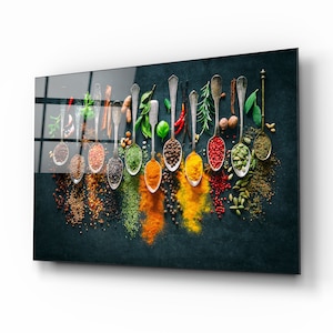 Spices Tempered Glass Stove Backsplash, Kitchen Backsplash, Chopping Board, Noodle Board, Kitchen Decor, Stove Back Cover, Stove Top Cover