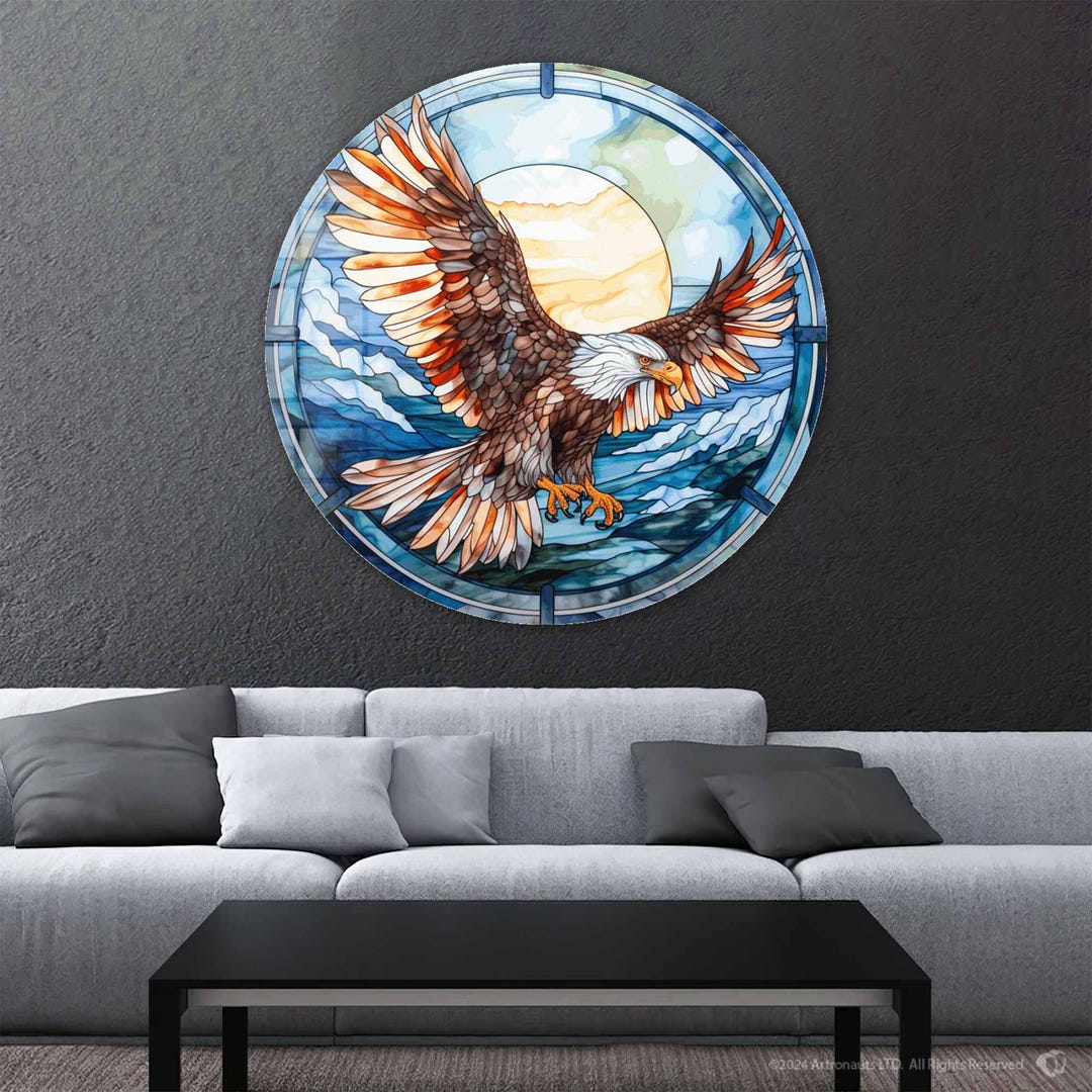 Eagle Glass Wall Art Round Shape Glass Wall Art Large Tempered Glass ...