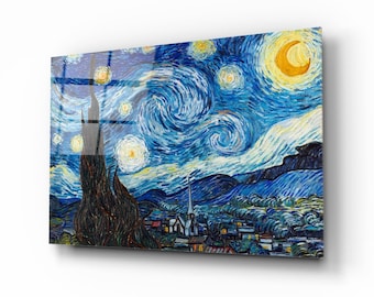 Tempered Glass Wall Art-Wall Art-Wall Decor--Glass Printing-Masterpiece Art-Vincent Van Gogh Starry Night-Van Gogh Wall Art