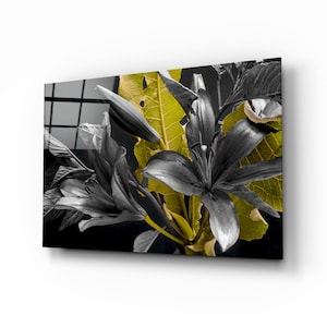 Tempered Glass Wall Art-Stained Flower Wall Decor-Glass Printing-Large Wall Art-Wall Hangings-Floral Wall Art-Stained Wall Art-Stained Decor
