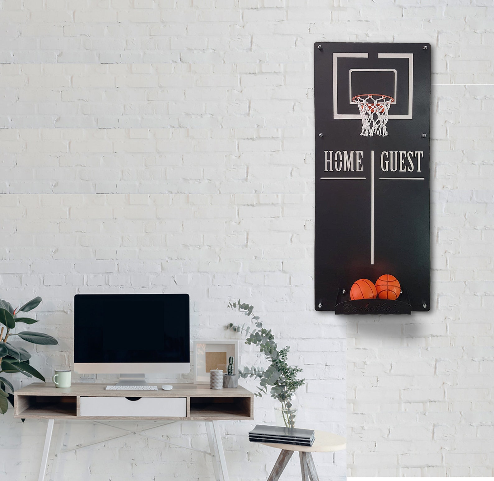 Mini Metal Basketball Hoop Set Wall Mounted White for Kids and Etsy