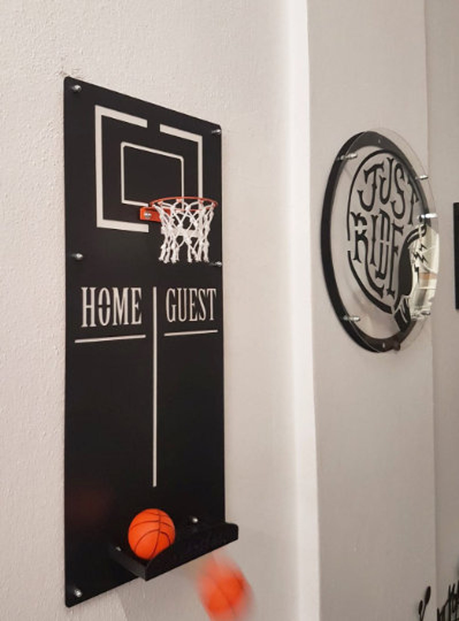 Mini Metal Basketball Hoop Set Wall Mounted White for Kids and Etsy