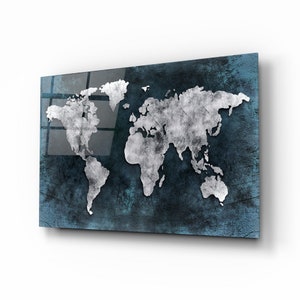 Glass World Map Wall Art - Modern & Vintage Styles for Home and Office