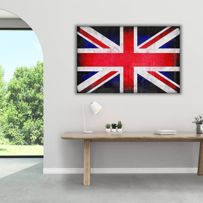 Union Jack Flag Tempered Glass Wall Art – British Style Home and Office ...
