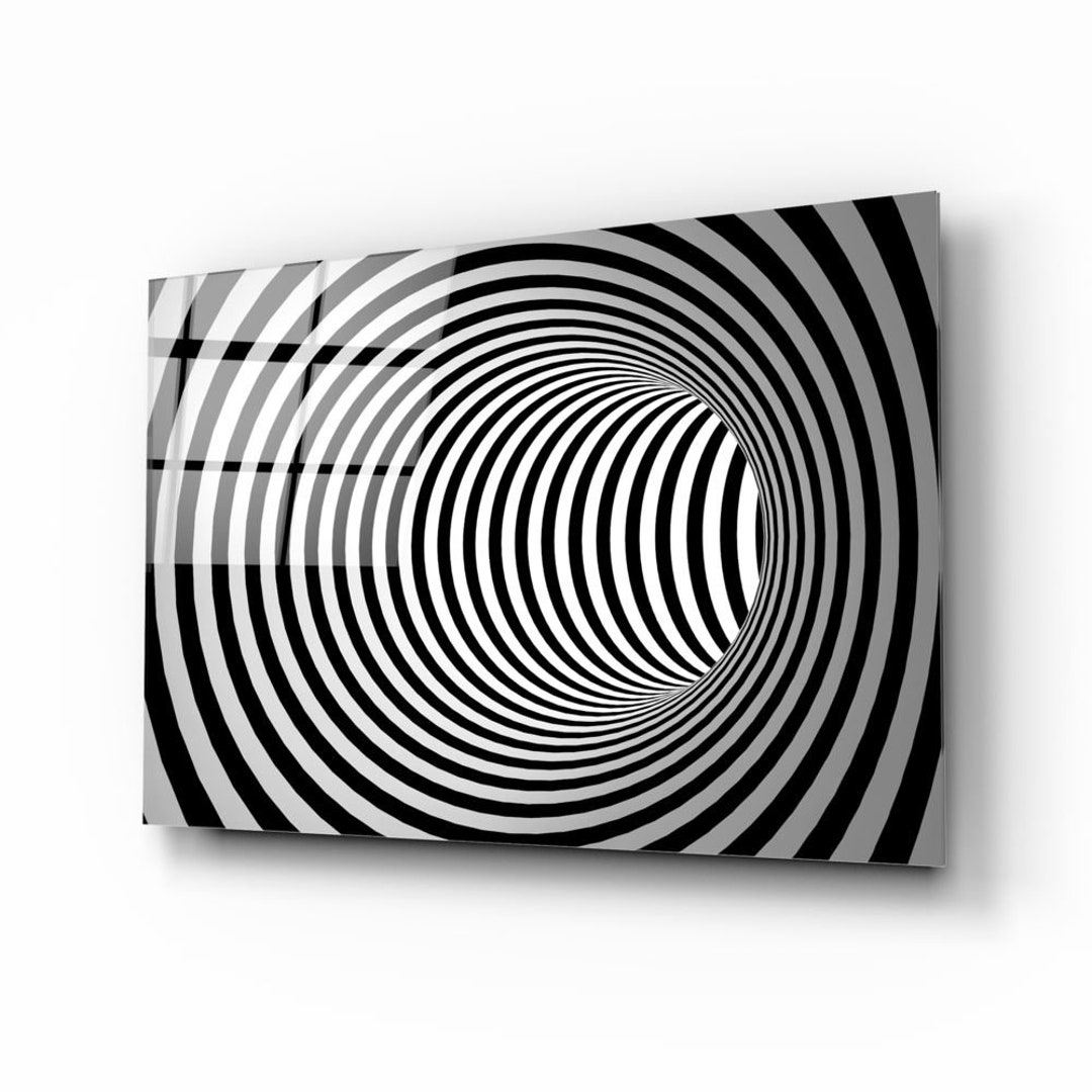 Tempered Glass Wall Artspiral Wall Art black White Wall