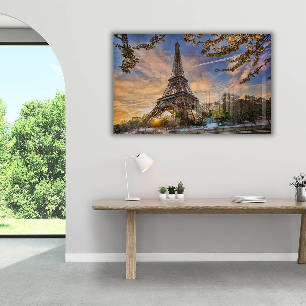 Eiffel Tower Glass Print Picture Wall Art for Home Office | Etsy UK