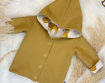 Babyjacke Löwen Jacke Baby Übergangsjacke Löwe Jacke Kind Kapuze Jacke Set Geburtsgeschenk Baby Jacke senf | Fräulein Goldstück