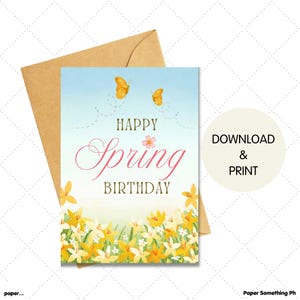 Cartão de aniversário de primavera, Feliz aniversário de primavera, Cartão de felicitações de primavera