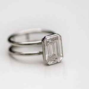 3.5 CT Emerald Cut Moissanite Engagement Ring 14K White Gold Anniversary Ring Promise Gift Ring For Her Solitaire Wedding Ring For Woman