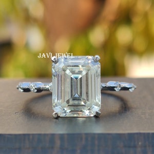 2.5 CT Emerald Cut Engagement Ring 14K White Gold Moissanite Anniversary Ring Solitaire Wedding Ring For Her Bridal Promise Ring For Woman