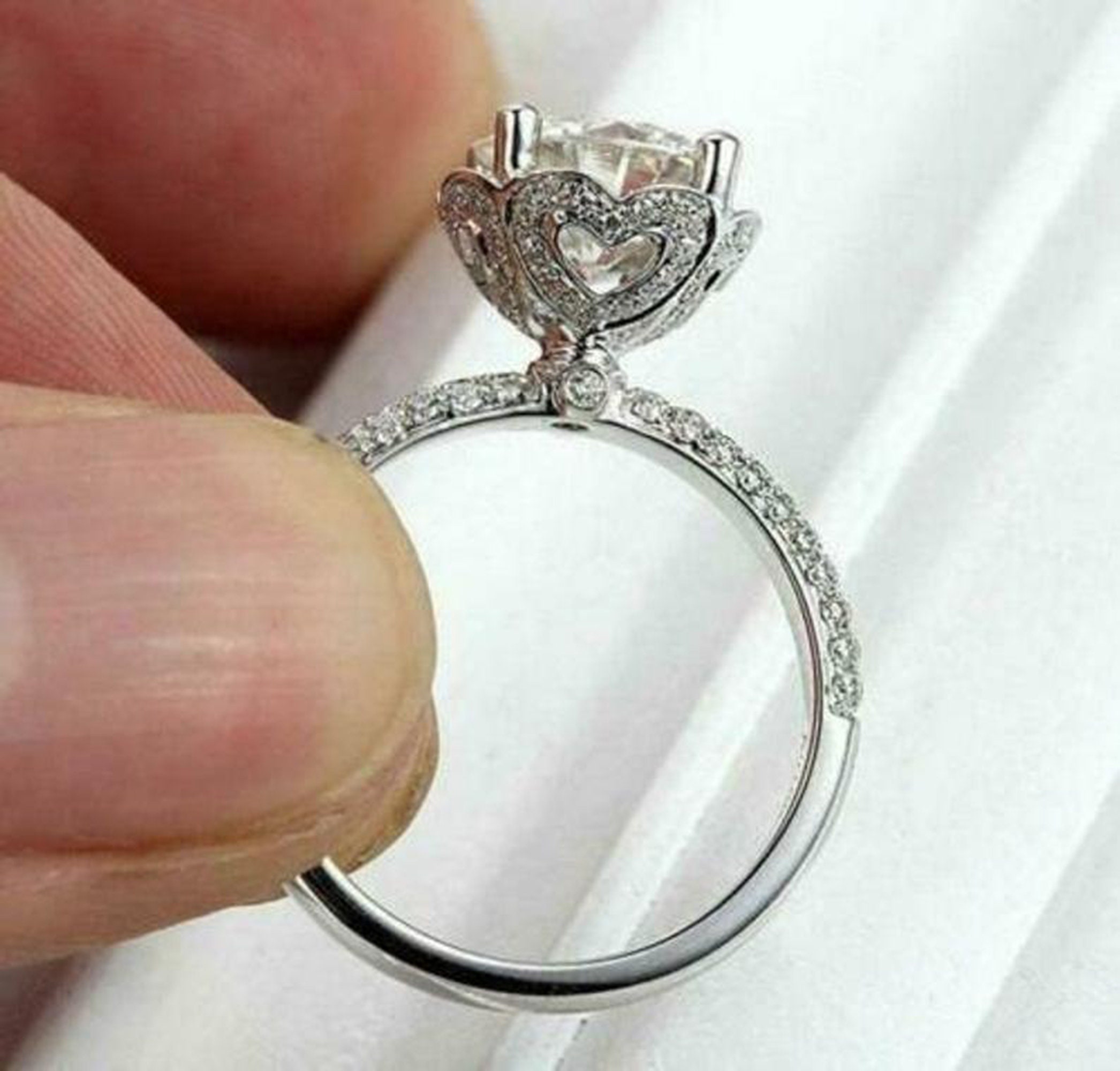 1.5 CT Round Diamond Ring/Gift For Her/14K White Gold Etsy