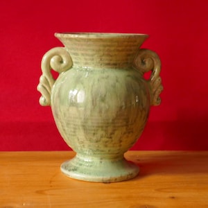 Vintage Blumenvase aus Keramik, grün glasiert, kleine dekorative Vase