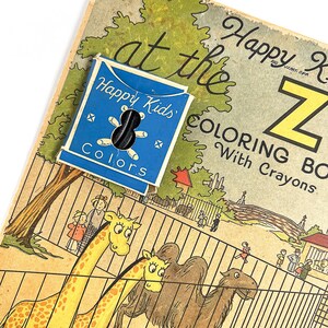 1934 Unused Happy Kids' At The Zoo Coloring Books, Featuring Original "Happy Kids' Colors" Box of Eight Crayons