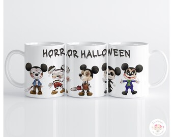 Mug en porcelaine ou céramique pour Halloween Mickey Mouse. Tasse terrifiante. Gobelet enfant pour Halloween Disney