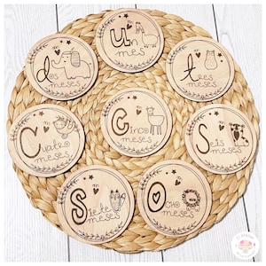 Marcadores, tarjetas, hitos mensuales para fotografías de bebés, regalo baby shower, accesorio fotográfico recién nacidos + Hola mundo