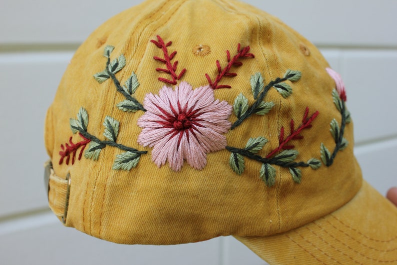 Hand Embroidered Hat Baseball Cap Embroidered Baseball Cap Etsy