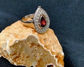 Natural Garnet Silver Ring, Wedding Ring, Pear Shape Ring, Engagement Ring, Anniversary Ring, January Birthstone Ring, Handmade Silver Ring