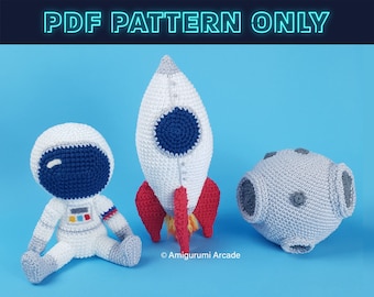 Astronaut, Moon and Rocket | Space Series | Crochet Pattern PDF