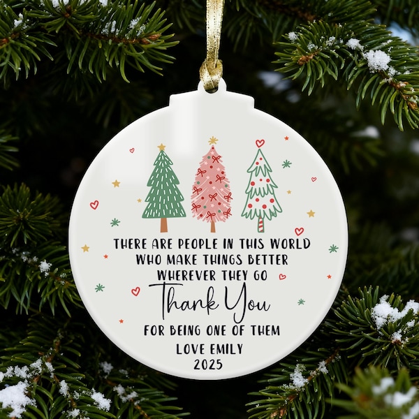 Adorno navideño acrílico personalizado de agradecimiento, recuerdo para familiares y amigos, decoración navideña para el árbol, regalo para profesor o compañero de trabajo