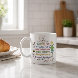 Personalised Teacher Mug - End of Term Gift for Teacher - Thank You Teacher Gift - Nursery Worker Cup - Custom Teaching Assistant Present