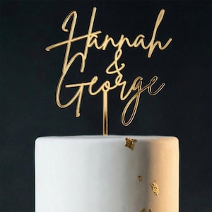 Personalized Couples Name Cake Topper for Wedding, Engagement, or Anniversary – Acrylic or Wood Custom Script Design