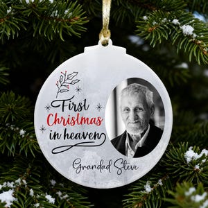 Personalised Photo Memorial Bauble Remembrance Christmas Gift Acrylic Keepsake In Loving Memory of Mum Dad Nan Grandad Ornaments
