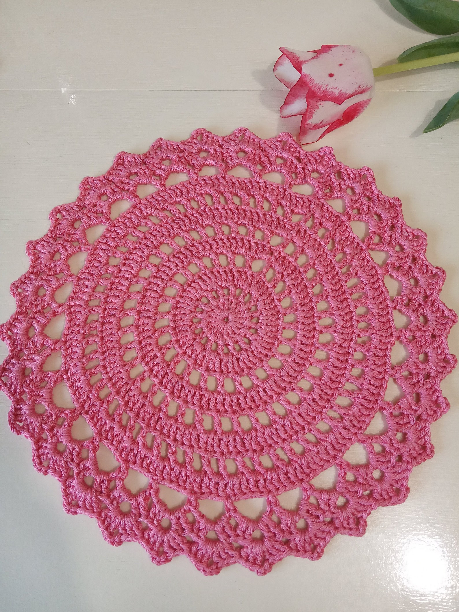 Hot Pink Napkins Crochet Placemats Handmade Table Etsy