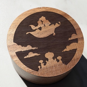 A Whole New World Box Aladdin Wedding Ring Box, Disney Engraved Box, Jasmine Genie Wedding Band Box, Disneyland Proposal Box, Disney Gift