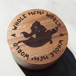 A Whole New World Box Aladdin Wedding Ring Box, Disney Engraved Box, Jasmine Genie Wedding Band Box, Disneyland Proposal Box, Disney Gift