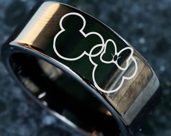 Engraved Disney Infinity Ring, Disney Wedding Band, Disney Engagement Ring, Personalized Proposal Ring, Disney Tungsten Jewelry 8mm