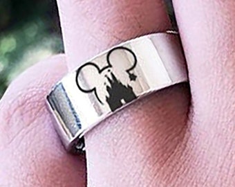 Disney Schloss Feuerwerk Hochzeitsband, Micky Maus Verlobungsring, Micky Minnie Maus Ring, Disney Vorschlag Ring Disney Schmuck Disneyland