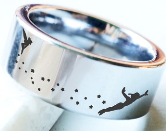 Tinkerbell Hochzeitsband, Disney Verlobungsring, Disney Prinzessinnen Schmuck, Disney Prinzessinen Ehering, Peter Pan Vorschlag Ring