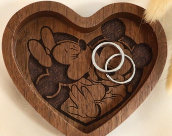 Mickey and Minnie Mouse Wedding Ring Dish, Disney Engraved Eeyore Trinket Dish, Disney Couple Jewelry Dish, Disneyland Proposal Unique Gift