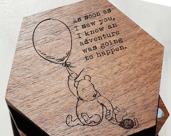 Winnie the Pooh Piglet Wedding Ring Box, Disney Engraved Eeyore Box, Tigger Piglet Wedding Band Box, Disneyland Proposal Box, Disney Gift