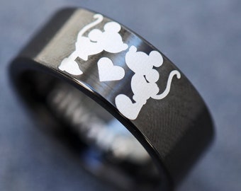 Svart herrring för Musse Pigg, Disney-vigselring, Disney-förlovningsring, Mimmi Pigg-ring, Disney-frieriring Disneyland-smycken