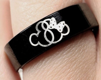 Mickey and Minnie Mouse Infinity Ring, Disney Wedding Band, Disney Engagement Ring,  Minnie Mouse Ring, Disney Proposal Ring, Disney Jewelry