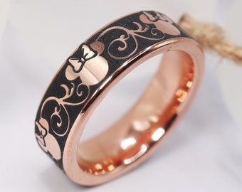 Disney Filigree Baroque Wedding Band, Minnie Mouse Engagement Ring, Disney Wedding Ring for Men and Women, Disney Gift Jewelry