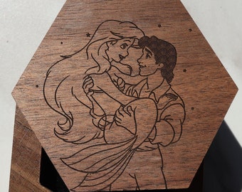 The Little Mermaid Wedding Ring Box, Ariel and Prince Wedding Proposal Box, Disney Princess Gift, Disney Princess Jewelry Box, Disneyland
