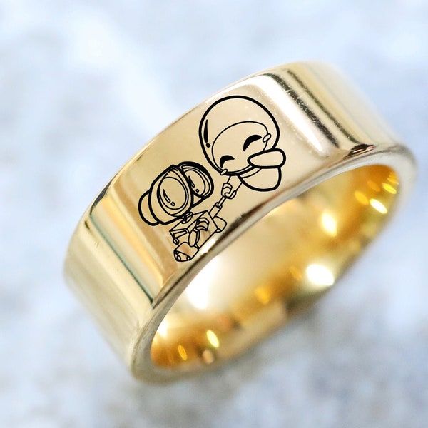 Wall-e and Eve Ring, Disney Walle Eva Ring, Disney Wedding Ring Mickey Mouse Ring, Minnie Mouse Ring, Disney Proposal Ring, Disney Jewelry