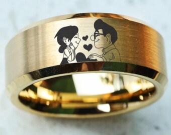Disney Up Movie Wedding Band, Disney You Are My Greatest Adventure Ring, Disney Proposal Ring, Carl and Ellie Jewelry, Up Balloon Ring
