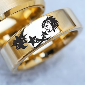 Engraved Kingdom Hearts Paopu Fruit Ring, Kairi Sora Wedding Ring, Destiny Islands Wedding Band, Kingdom Hearts Soulmates Ring