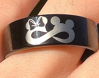 Disney Promise Ring Wedding Band, Disney Infinity Symbol Ring, Mickey Mouse Minnie Mouse Ring, Disney Proposal Ring, Disney Jewelry