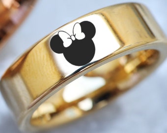 Minnie Mouse Symbol Ring, Disney Wedding Band, Women's Disney Ring,  Minnie Mouse Ring, Disney Minnie Mouse Head Ring, Disney Jewelry Girl