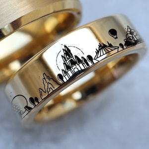 Disneyland Theme Park Ring, Disney Ring Wedding Band, Disney Engagement Ring,  Minnie Mouse Ring, Disney Proposal Ring, Disney Jewelry 6mm