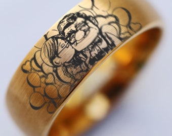 Disney Up Movie Wedding Band, Disney You Are My Greatest Adventure Ring, Disney Proposal Ring, Carl and Ellie Jewelry, Up Balloon Ring