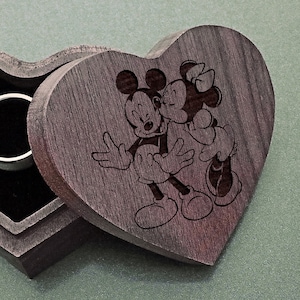 Mickey and Minnnie Mouse Peeker Wedding Ring Box, Disneyland Jewelry Box, Mickey Mouse Wood Box, Disney Proposal Box Disney Engagement Box