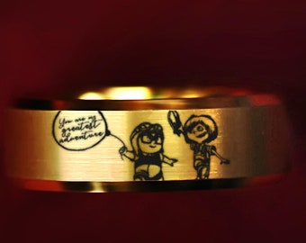 Disney Up Movie Wedding Band, Disney You Are My Greatest Adventure Ring, Disney Proposal Ring, Carl and Ellie Jewelry, Up Balloon Ring