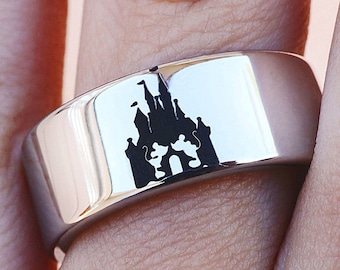 Disney Castle Kiss Ring, Mickey Mouse Engagement Ring, Mickey Minnie Mouse Promise Ring, Disney Proposal Ring, Disney Jewelry, Disneyland